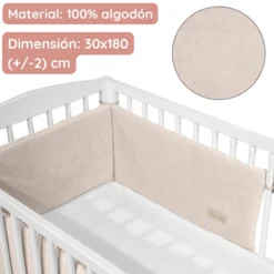 Chichonera Para Cuna 180x30 Velour Algodón Beige