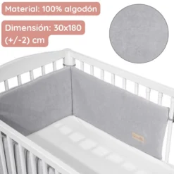 Chichonera Para Cuna 180x30 Velour Algodón Gris