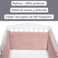 Chichonera Para Cuna 180x30 Velour Algodón Rosa