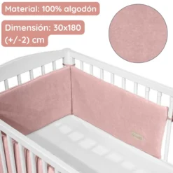 Chichonera Para Cuna 180x30 Velour Algodón Rosa