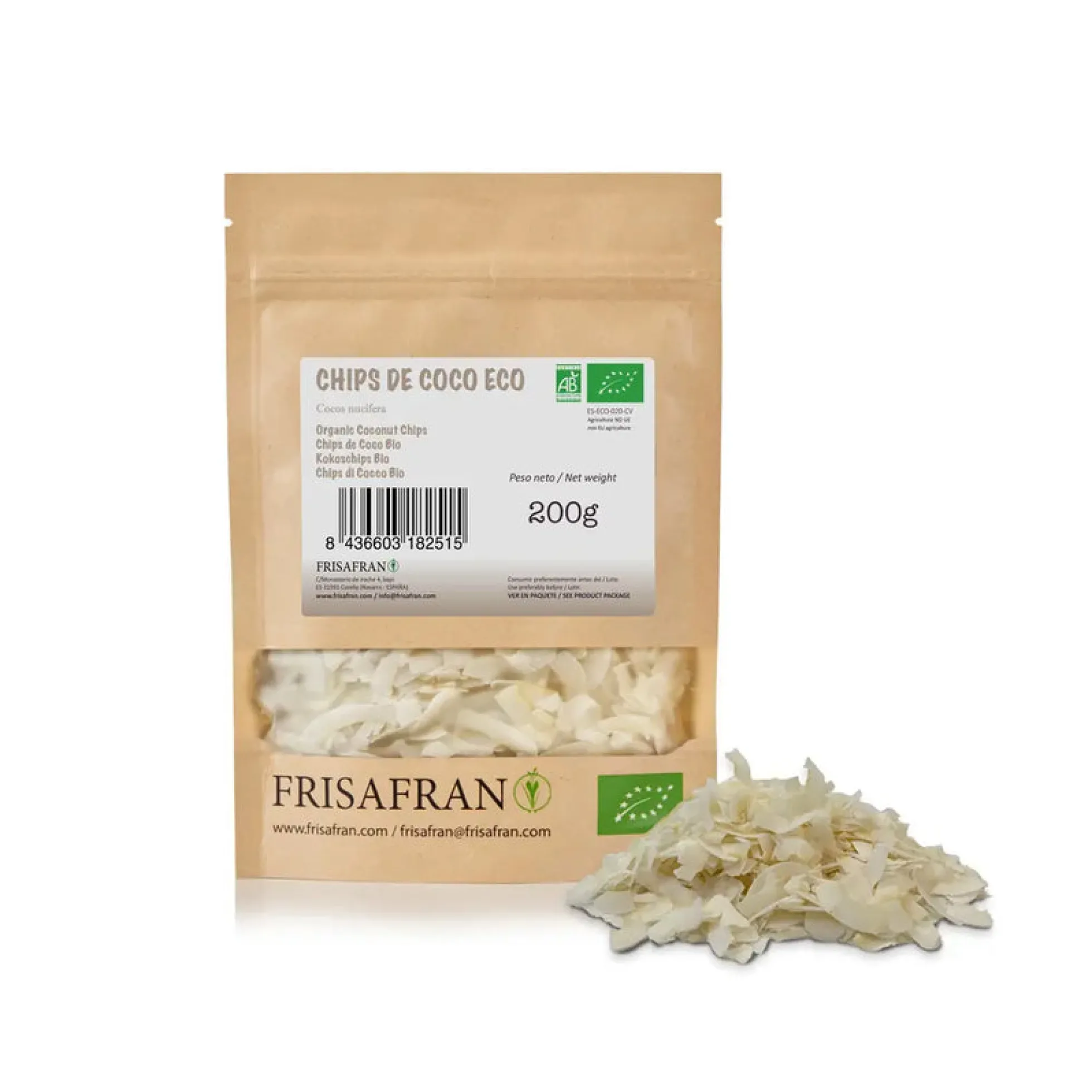 Chips De Coco Ecológicos | Deshidratados | Frisafran 200 G