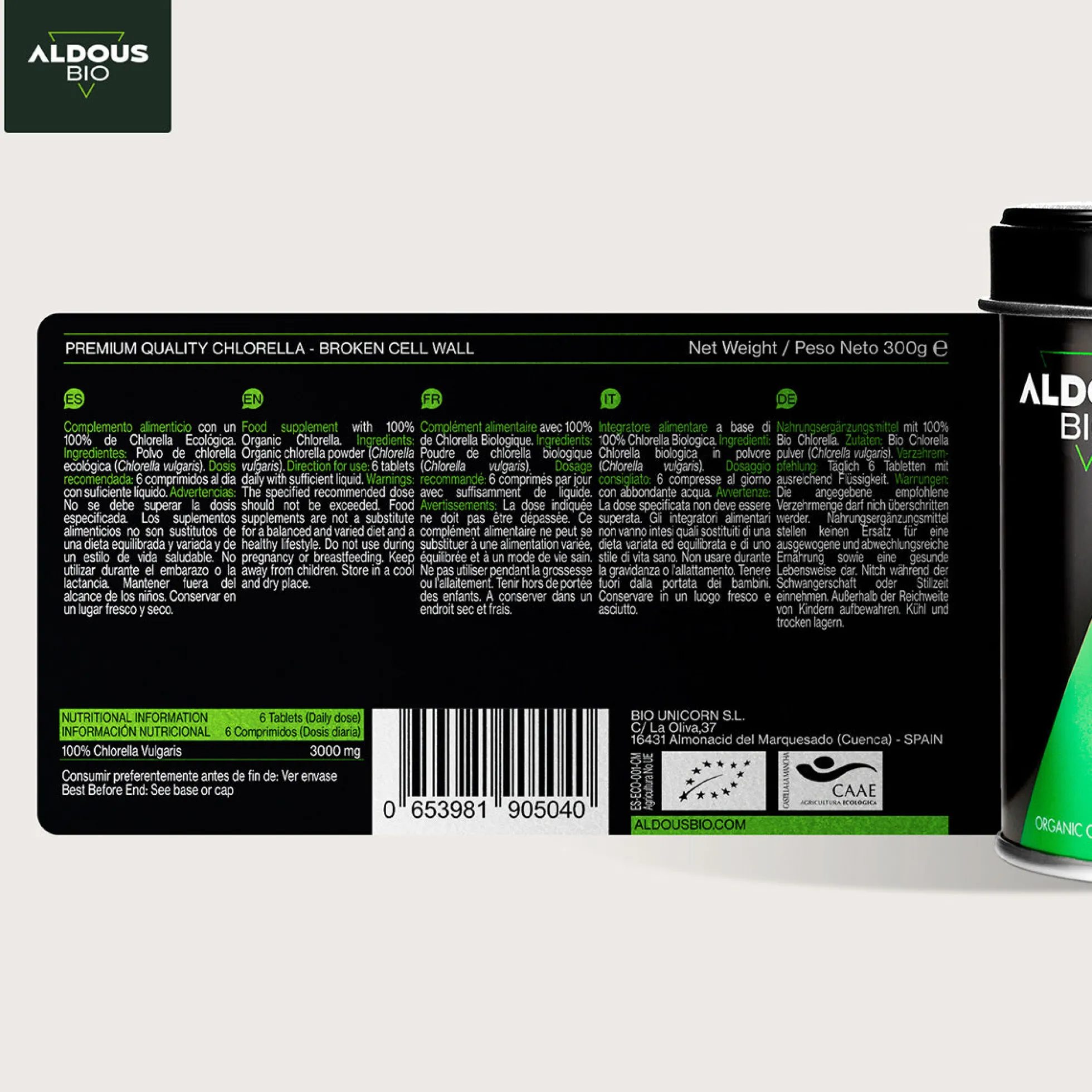 Chlorella Ecológica Premium, Aldous Bio, 600 comprimidos