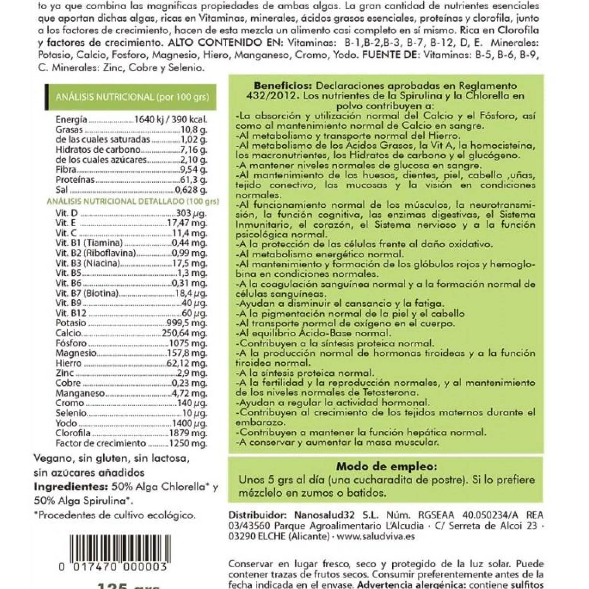 Chlorella + Spirulina Salud Viva 125 g