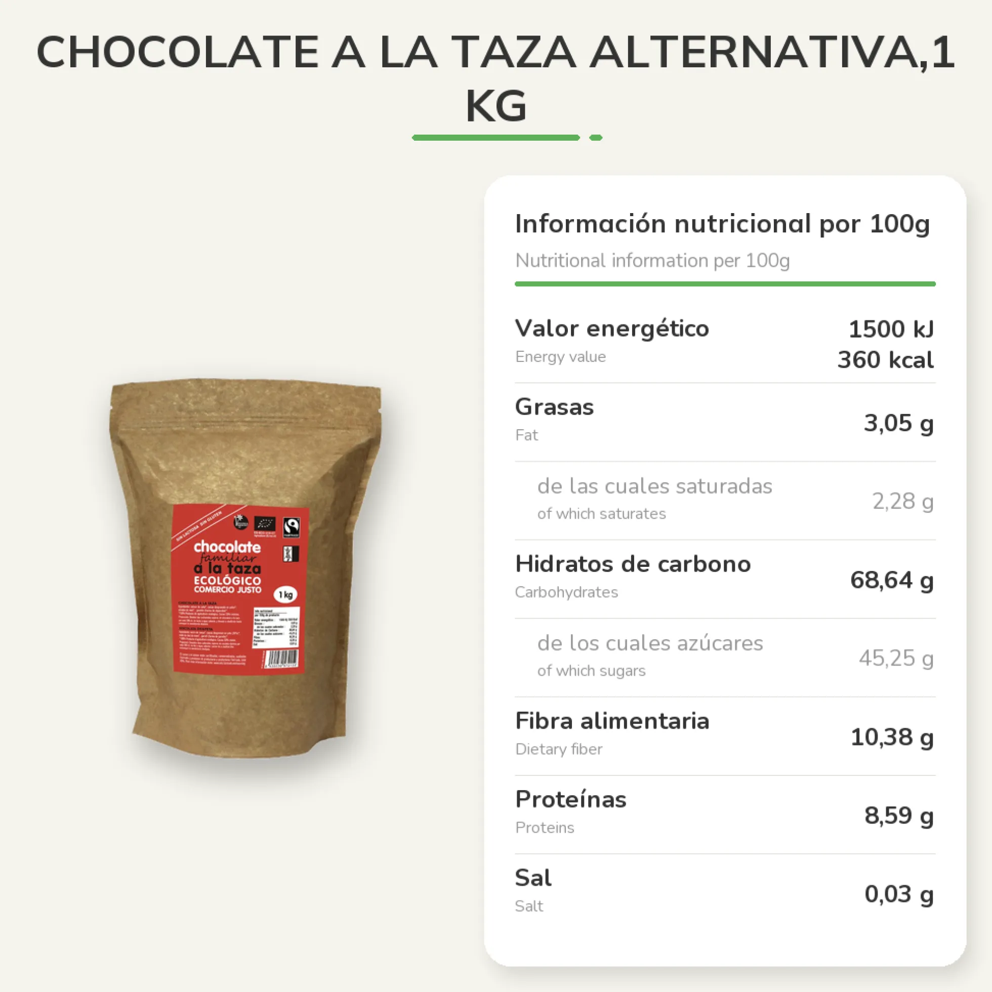 Chocolate a la taza Alternativa,1 kg