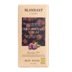 Chocolate 70% Frambuesa y Açaí Eco Vegano Sin gluten Blanxart 75g