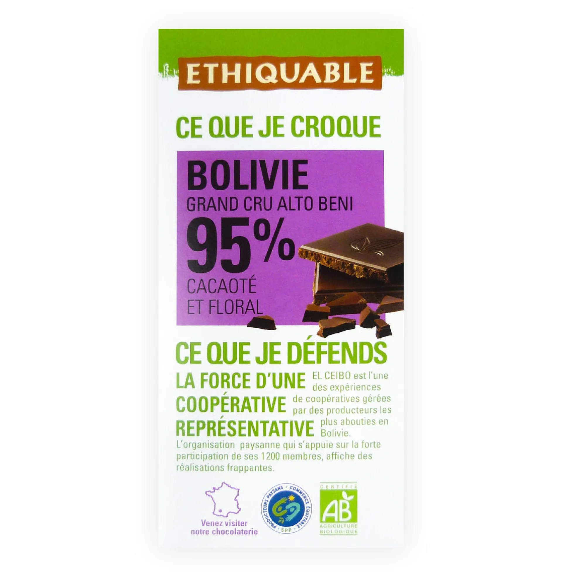 Chocolate negro 95% Bolivia BIO 100 g