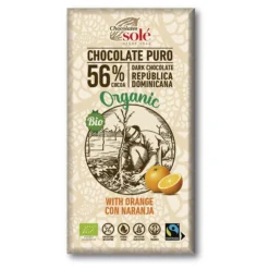 Chocolate Negro con Naranja 56% Cacao ECO Chocolates Solé 100g