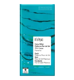 Chocolate Negro de Panamá al 75% con Flor de Sal de Mallorca BIO Vivani 80g