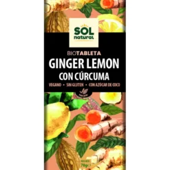 Chocolate vegano con jengibre limón y cúrcuma bio Sol Natural 70 g