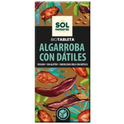 Chocolate vegano de algarroba con dátiles bio Sol Natural 70 g