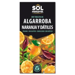 Chocolate Vegano de Algarroba con Naranja y Dátiles BIO Sol Natural 70 g