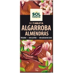 Chocolate vegano de algarroba con almendras bio Sol Natural 70 g