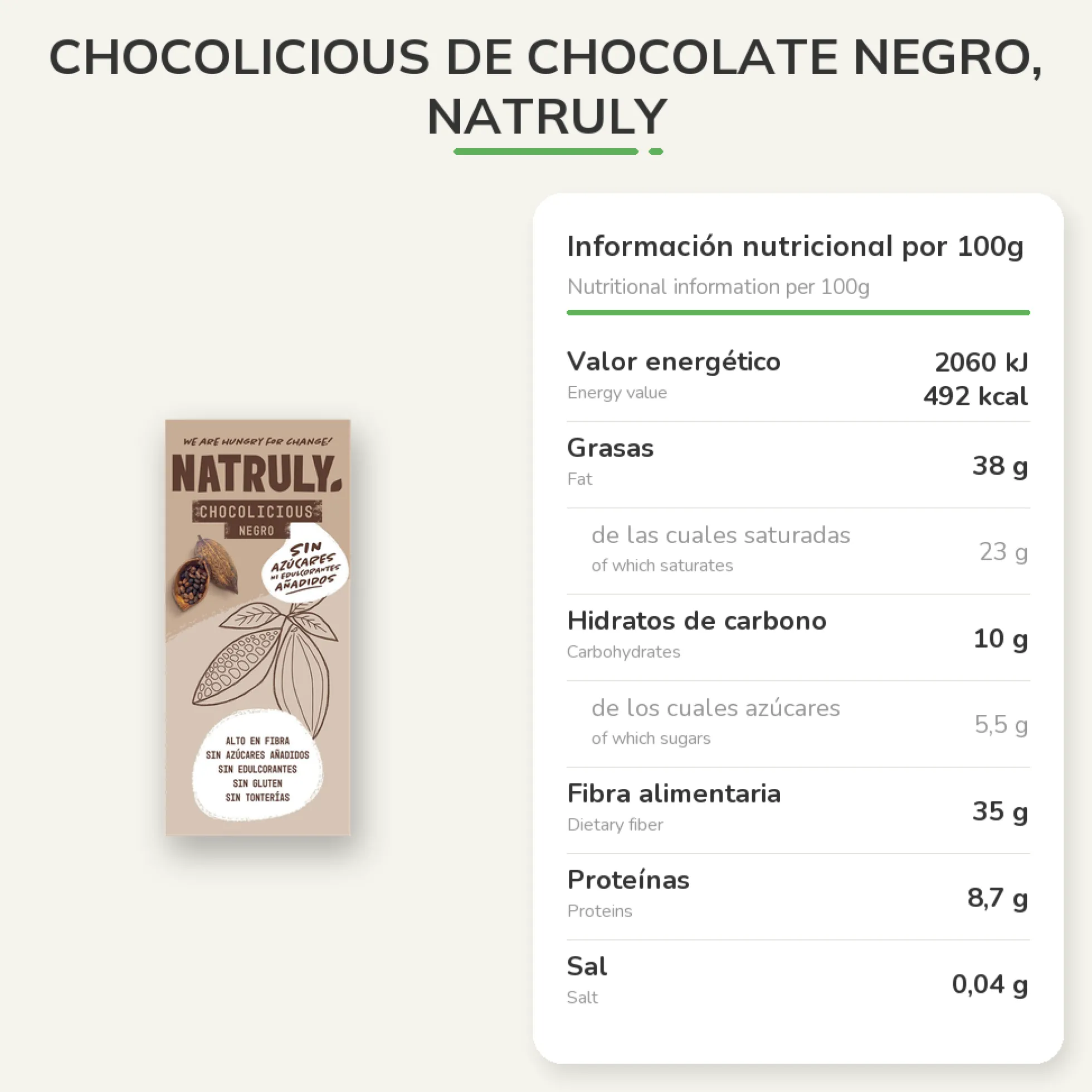 Chocolicious de chocolate negro, Natruly