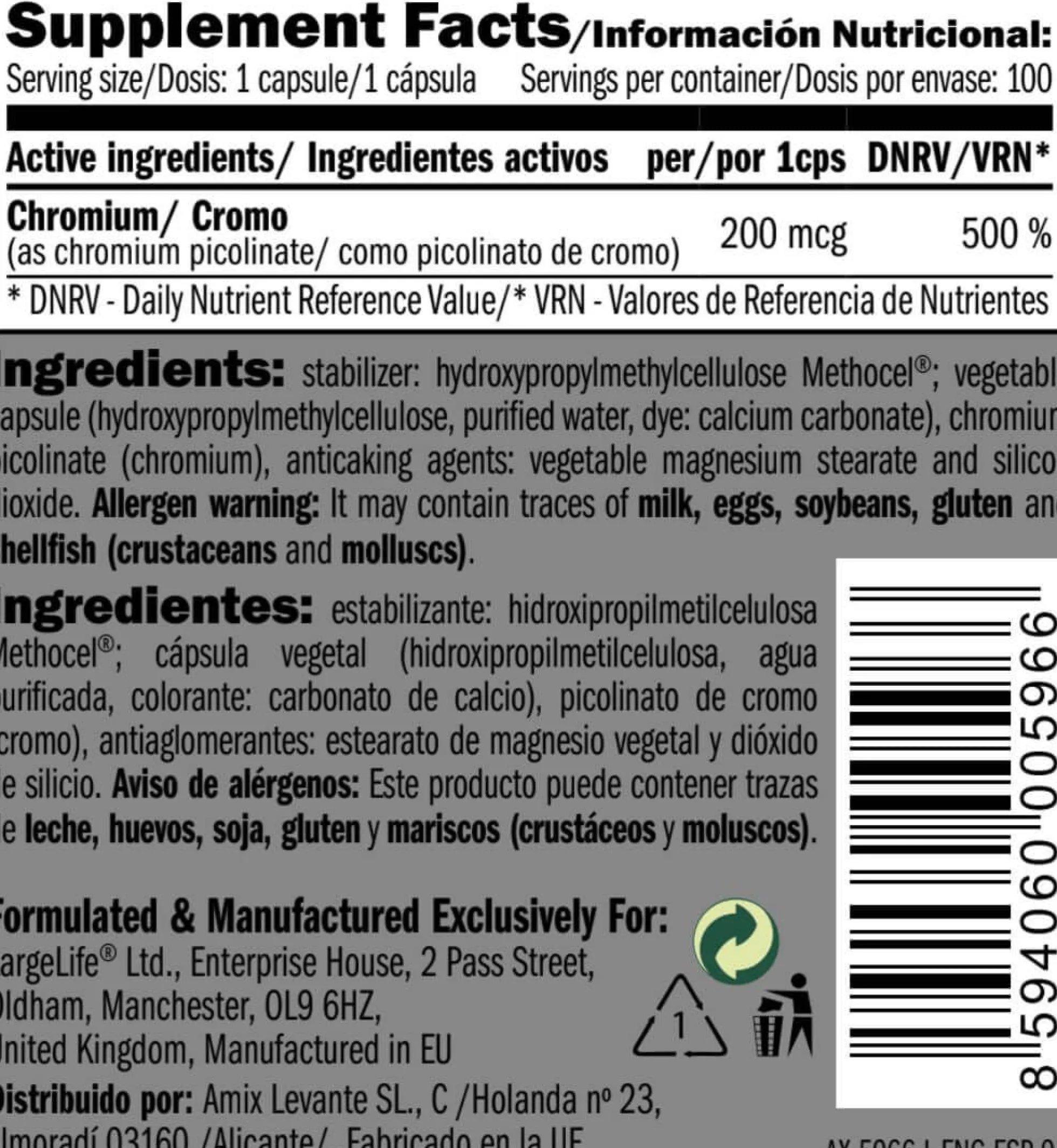 Chromium Picolinate 100 Caps