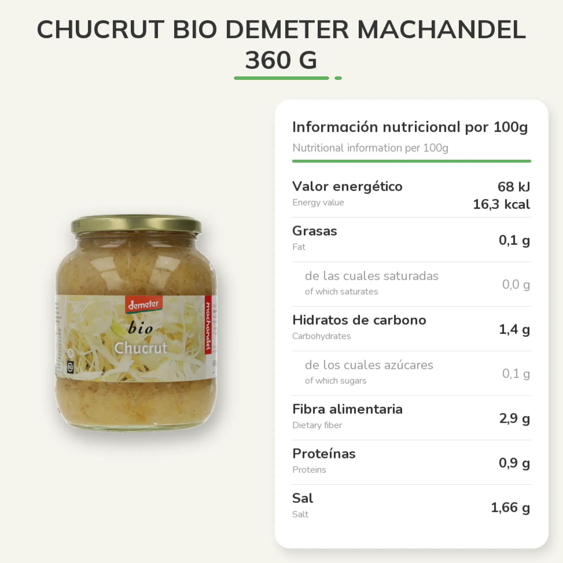 Chucrut bio Demeter Machandel 360 g