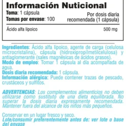 Ácido Alfa Lipoíco 500mg - 100 Cápsulas Vegetales - Acido Alfa Lipoico - Smart Supplements