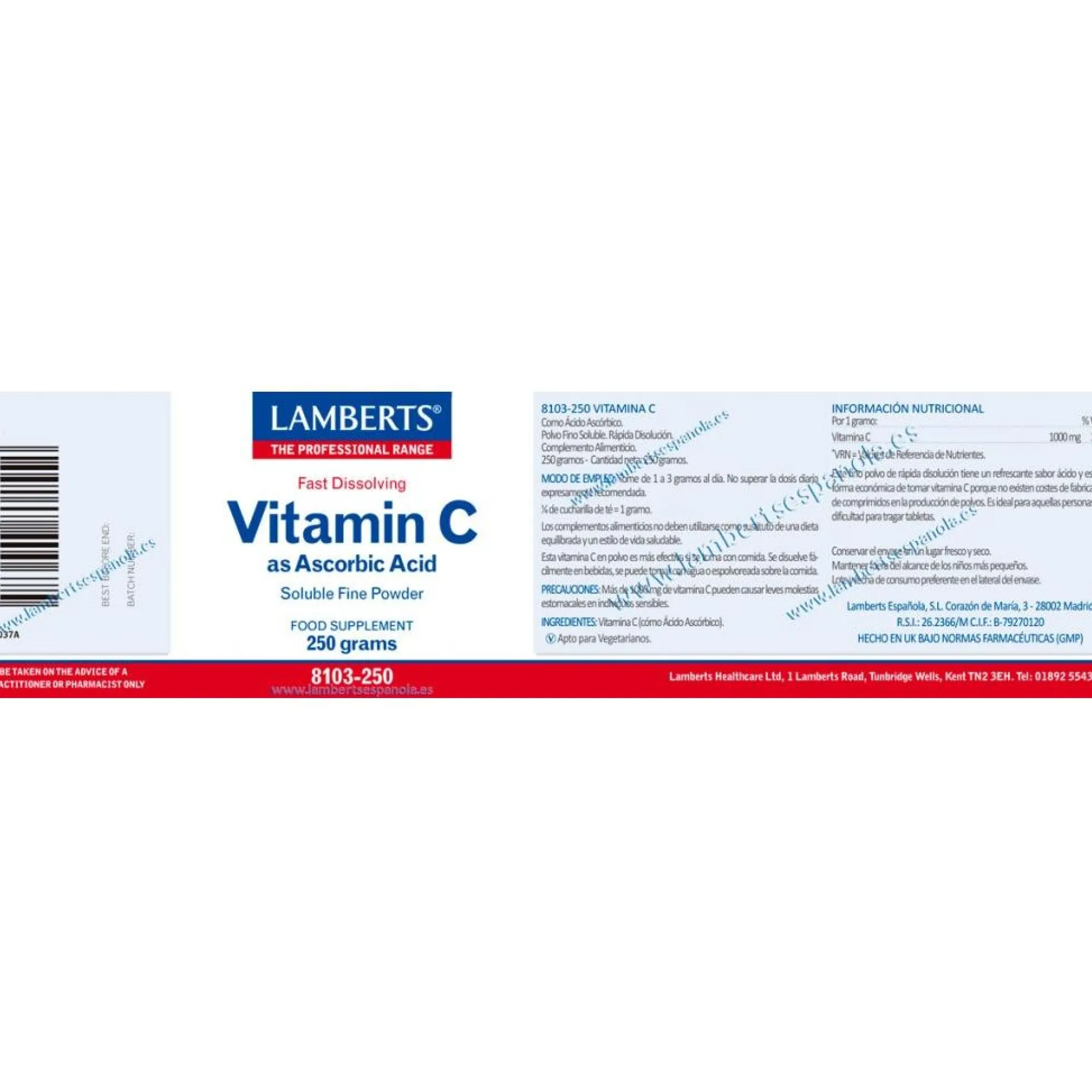 Ácido Ascórbico , 250mg, Lamberts