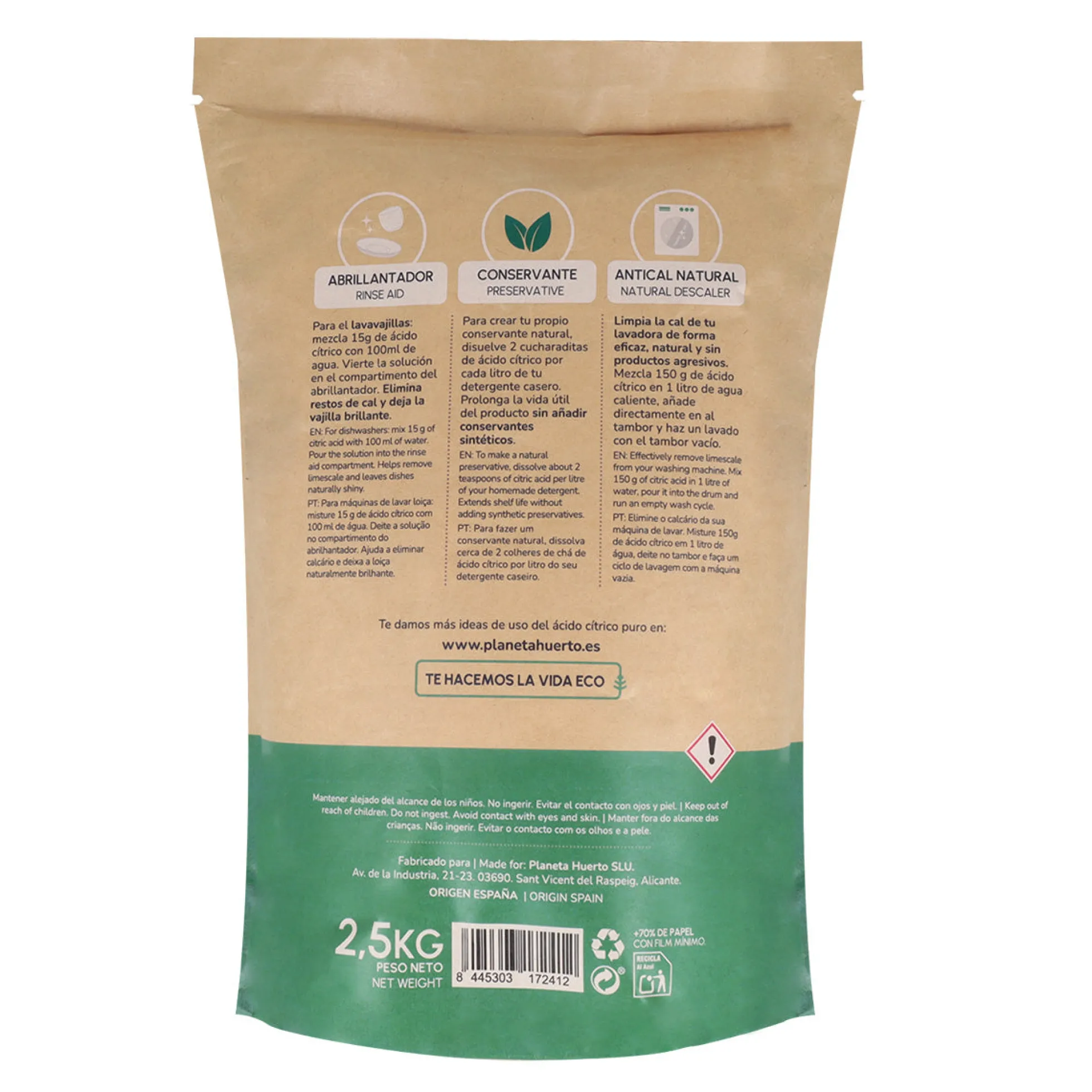 Ácido cítrico Planeta Huerto 2,5 Kg