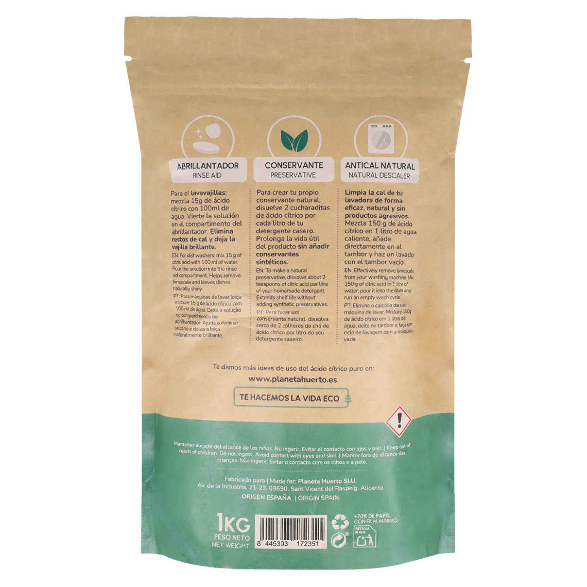 Ácido cítrico Planeta Huerto 1 Kg