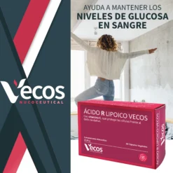 Ácido R Lipoico 600 Mg Vecos 30 Cápsulas | Potente Antioxidante | Con Vitamina C, Biotina Y Cromo