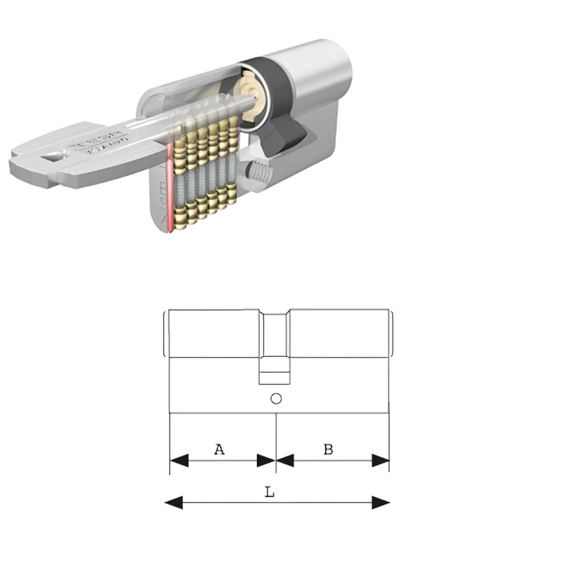 Cilindro Tesa Seguridad T60 /30x40 Latonado