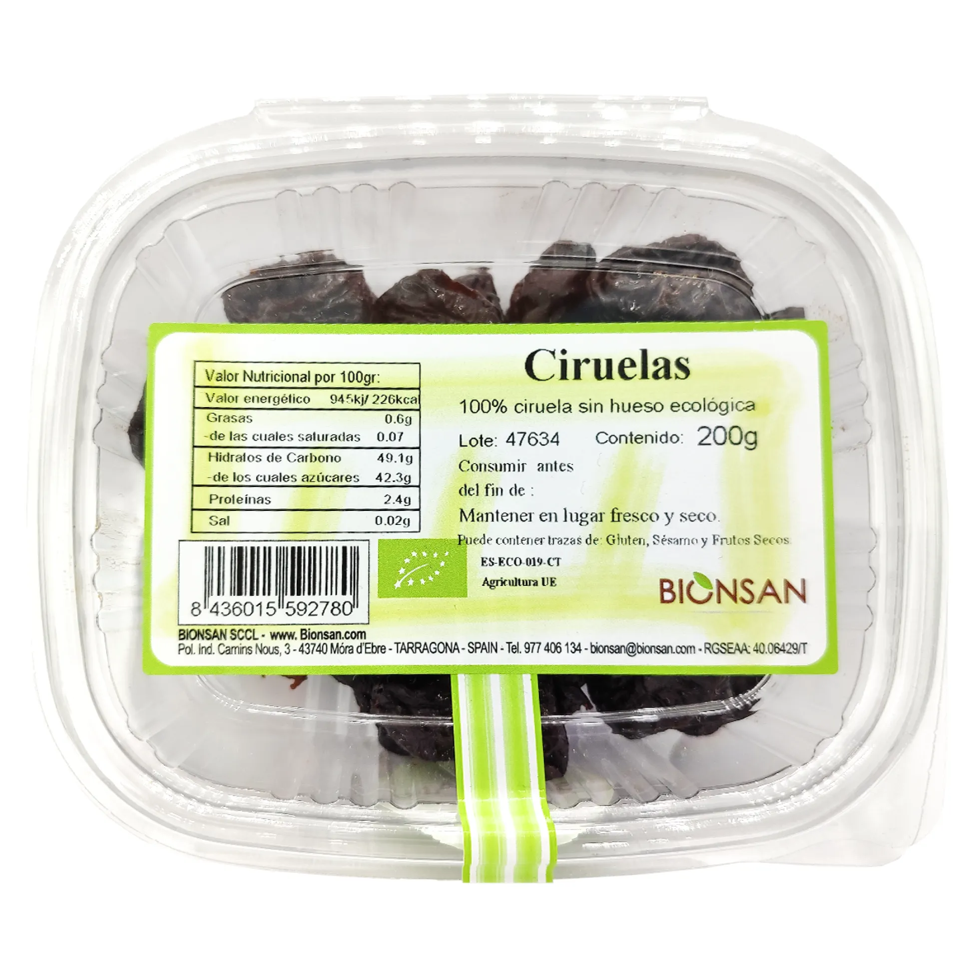 Ciruelas Sin Hueso Eco Bionsan 200gr