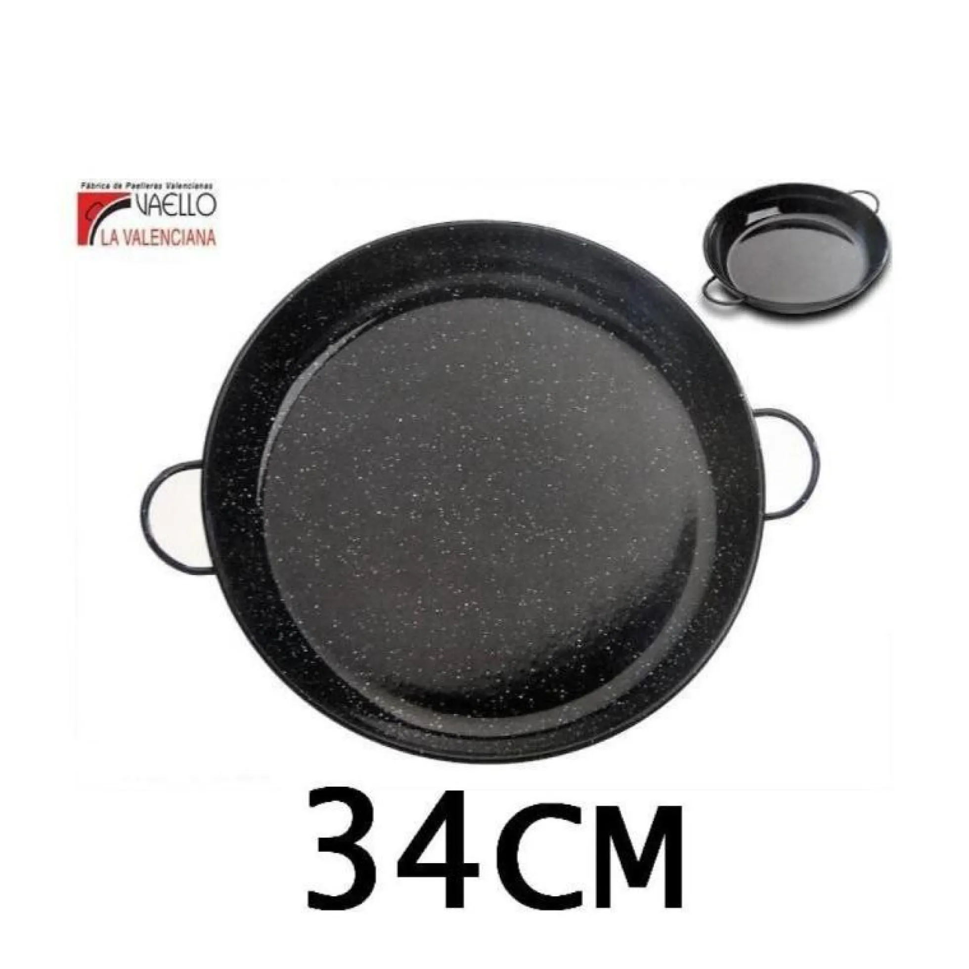 34 Cms Cazuela Esmaltada Negra Con Puntos Especial Para Cocinar Al Horno Vaello