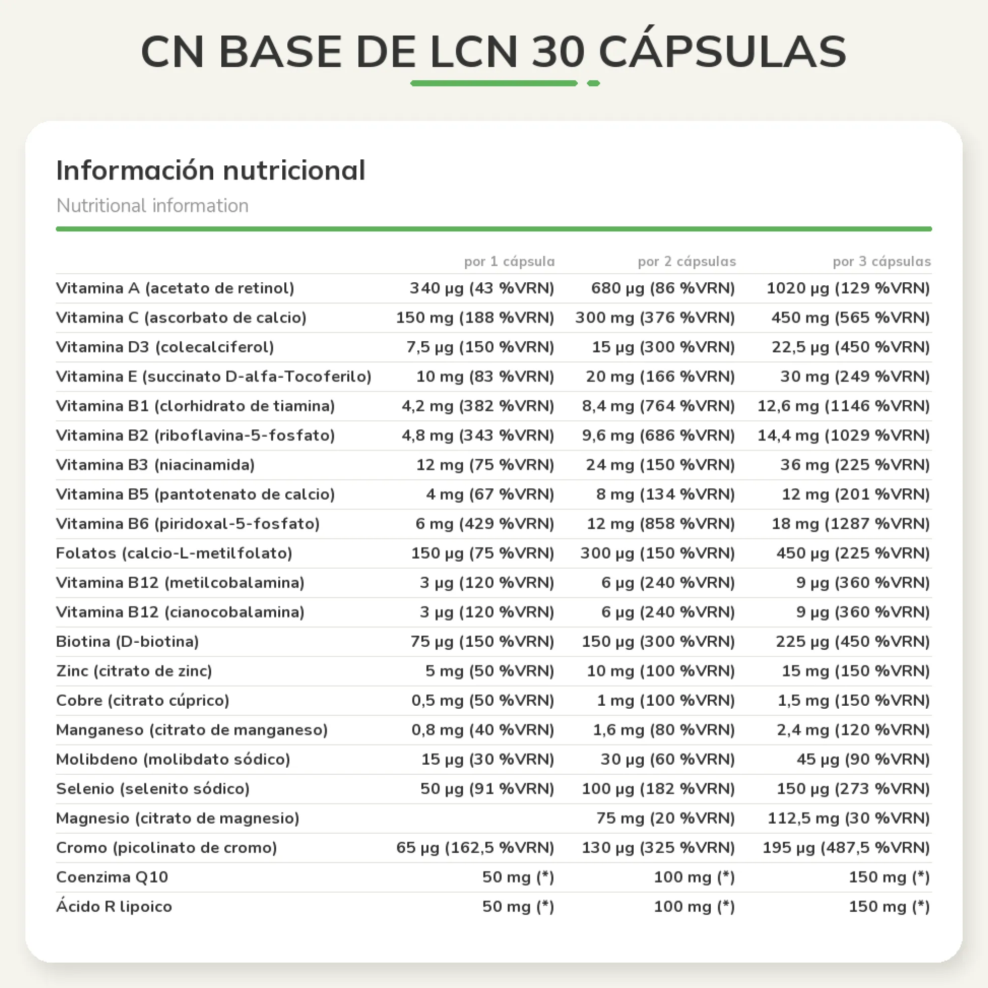 CN Base de LCN 30 cápsulas