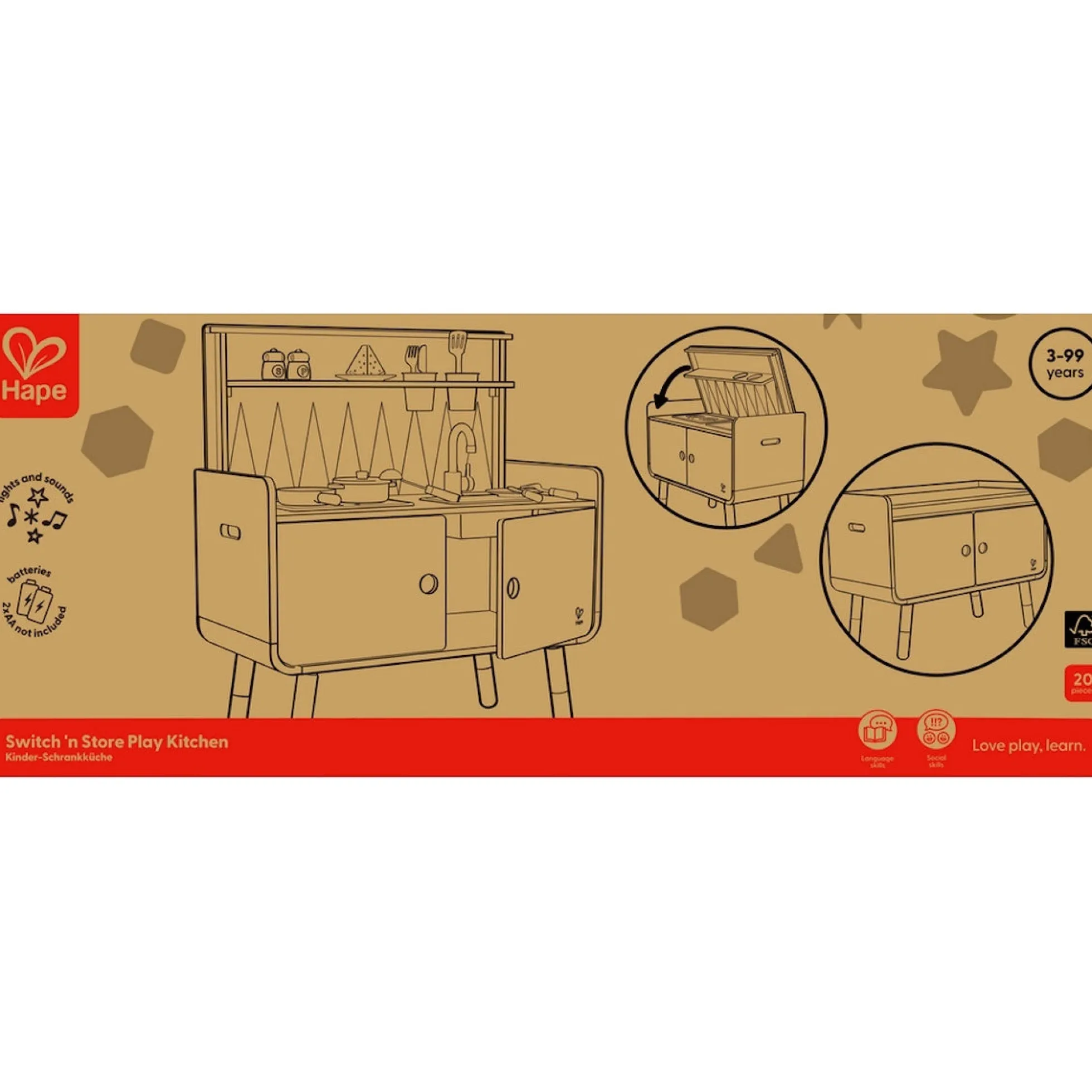 Cocina Juguete-almacenamiento 2en1 Hape