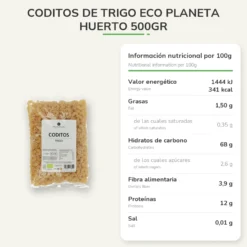 Coditos de trigo ECO Planeta Huerto 500gr