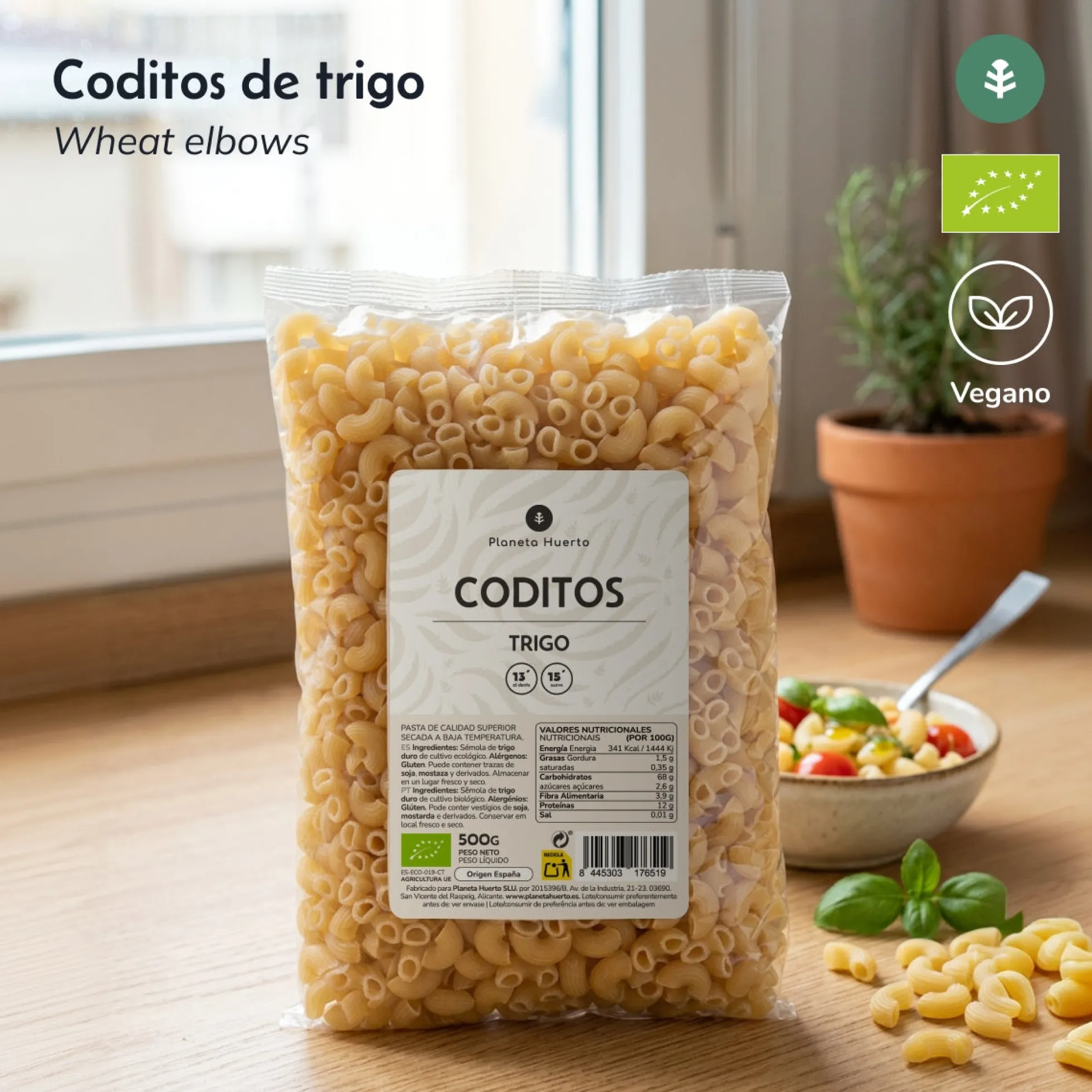 Coditos de trigo ECO Planeta Huerto 500gr