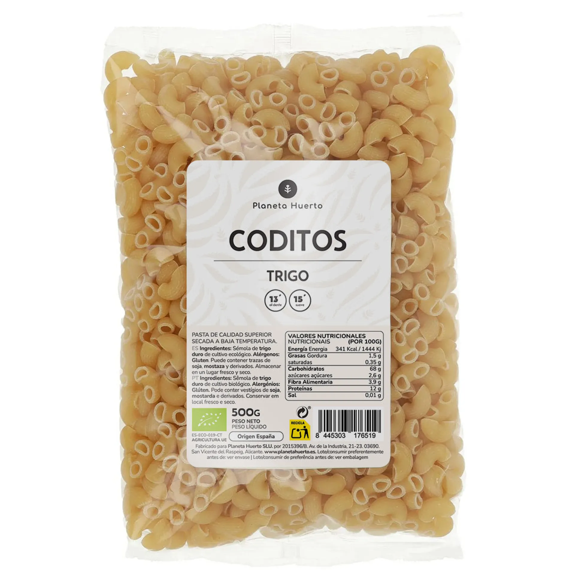 Coditos de trigo ECO Planeta Huerto 500gr