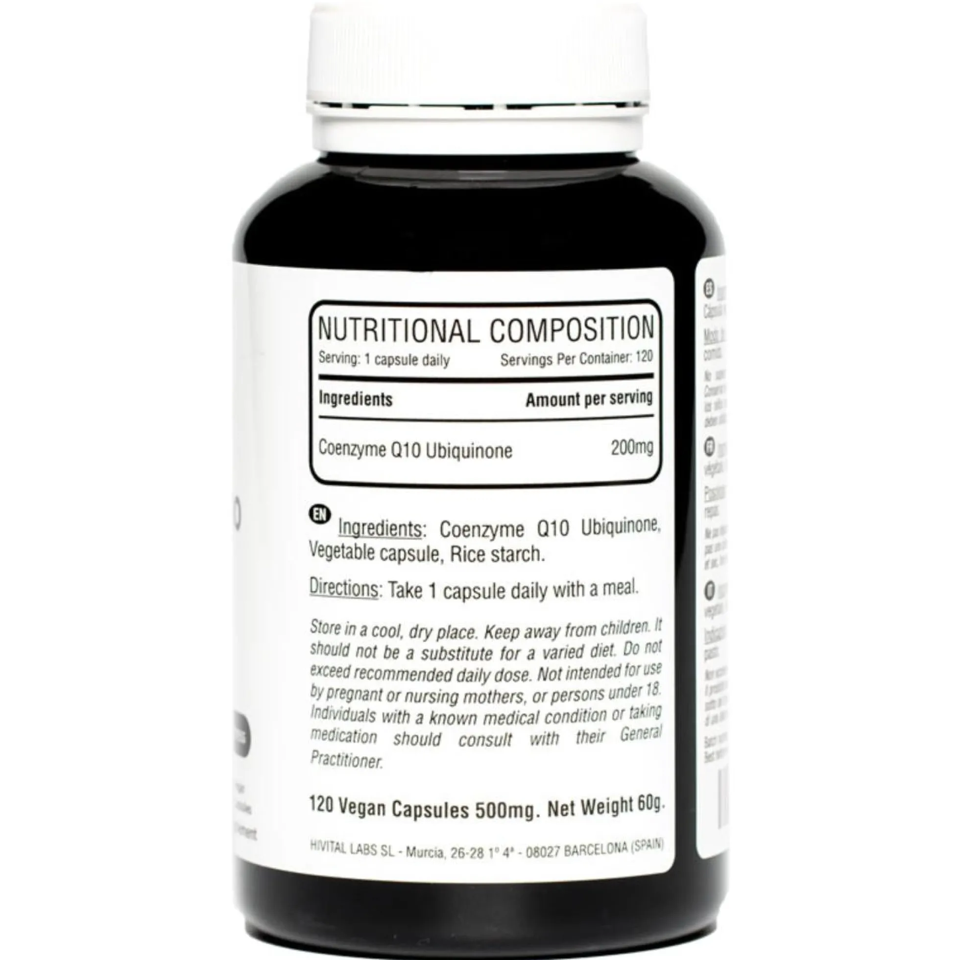 Coenzima Q10 200 mg 120 cápsulas veganas Hivital
