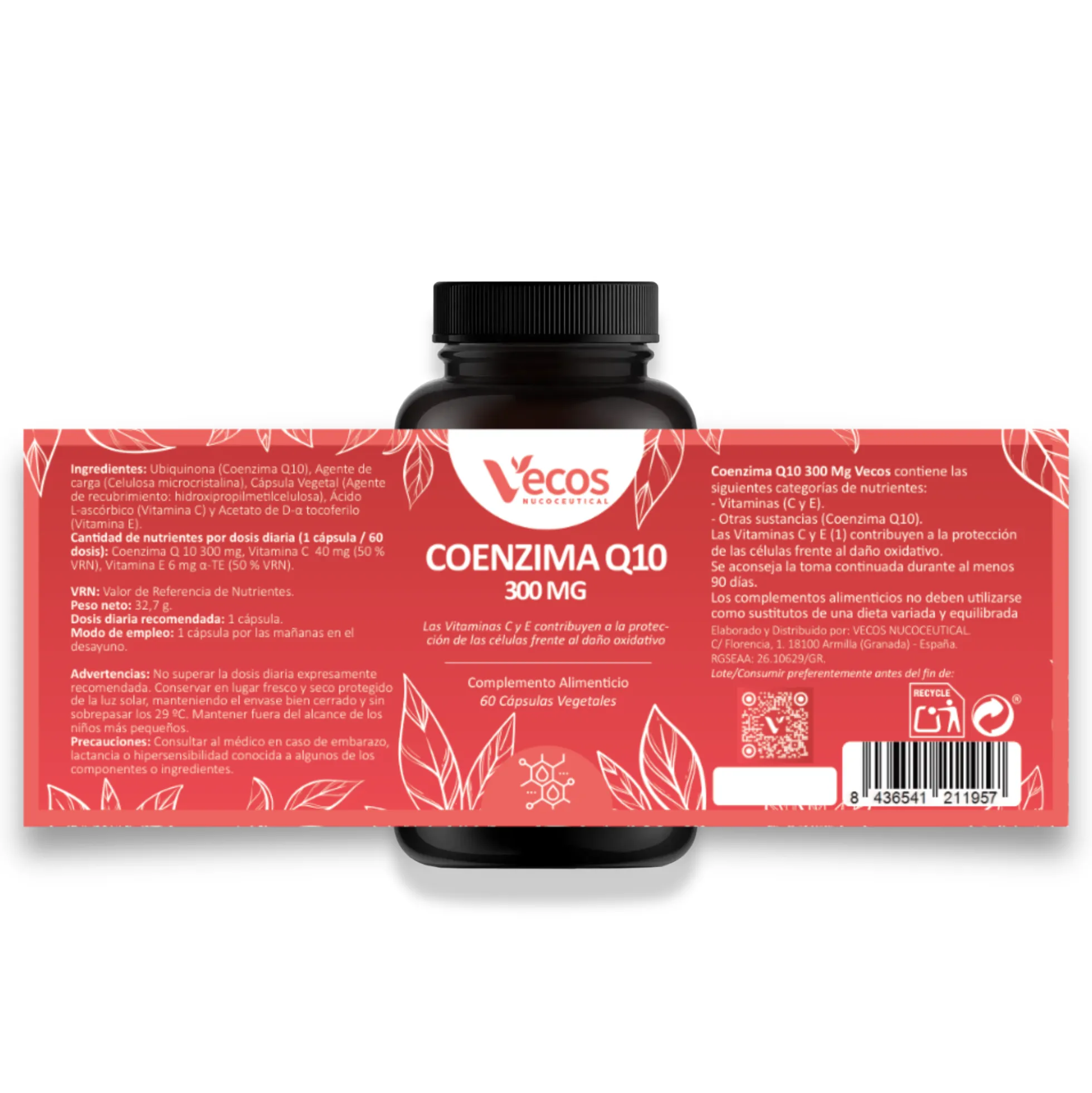 Coenzima Q10 300 Mg Vecos | Rendimiento Físico, Corazon Saludable Y Apoyo Energético