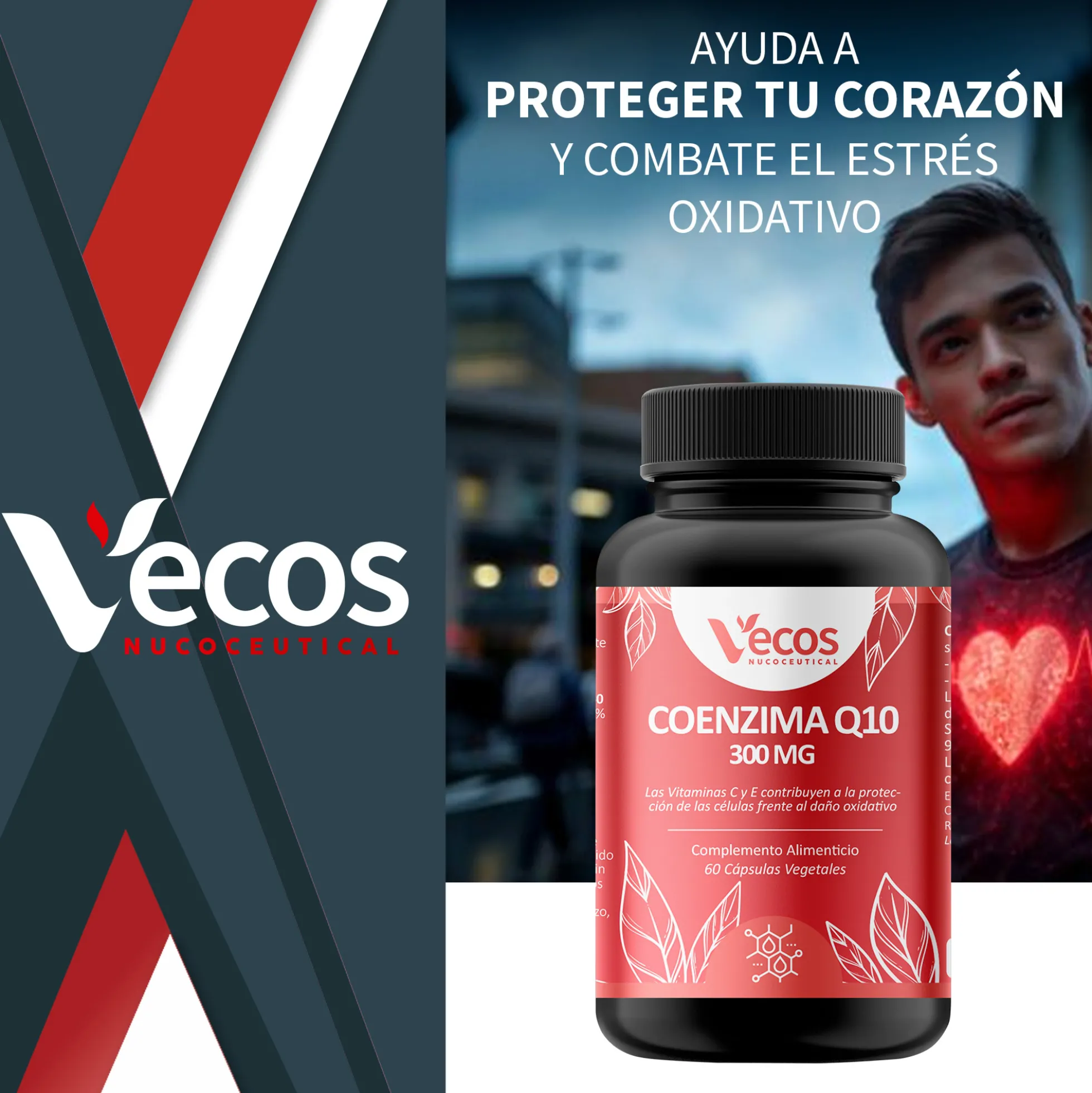 Coenzima Q10 300 Mg Vecos | Rendimiento Físico, Corazon Saludable Y Apoyo Energético