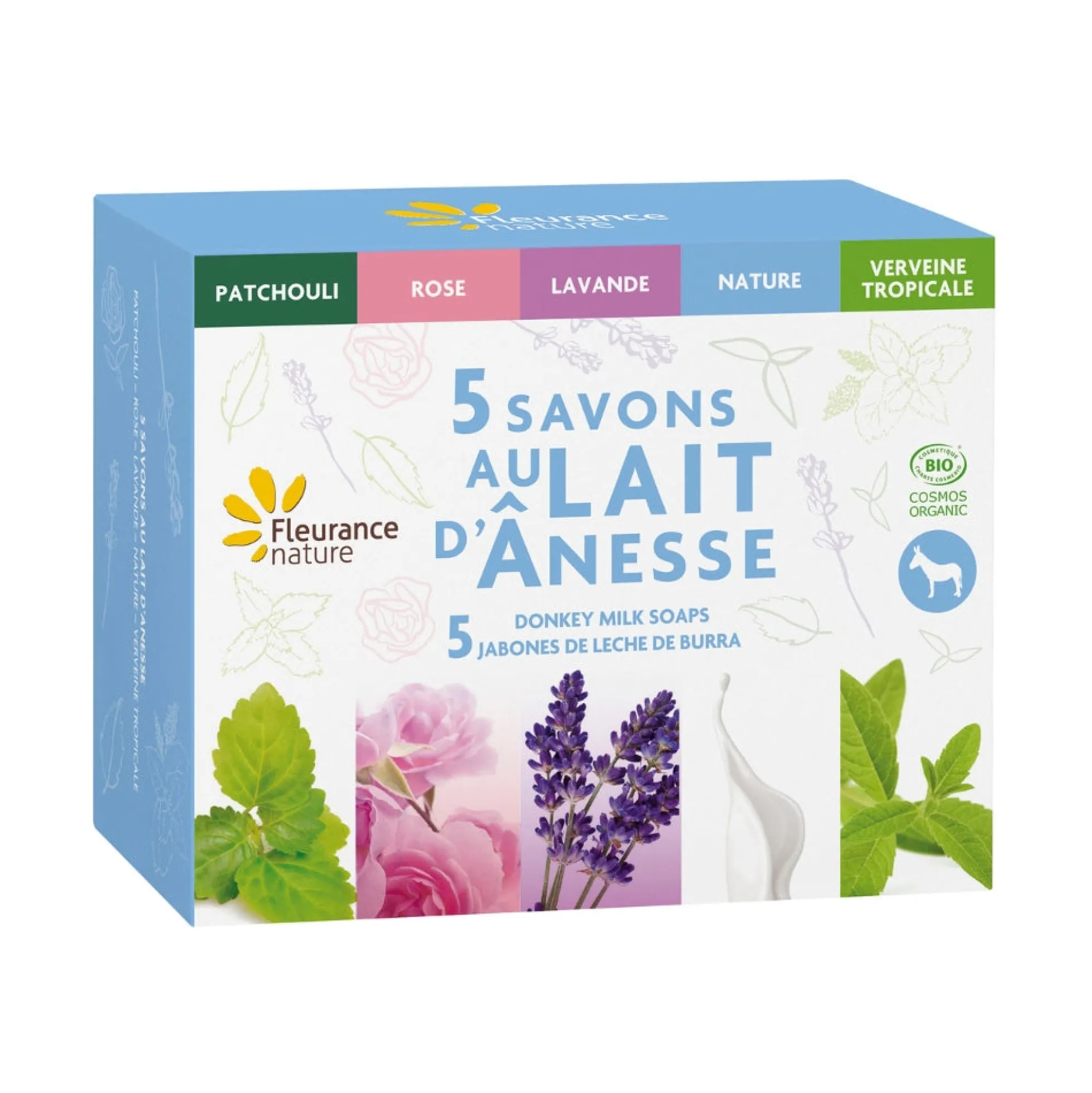 Cofre De 5 Jabones Con Leche De Burra Eco Fleurance Nature 100g