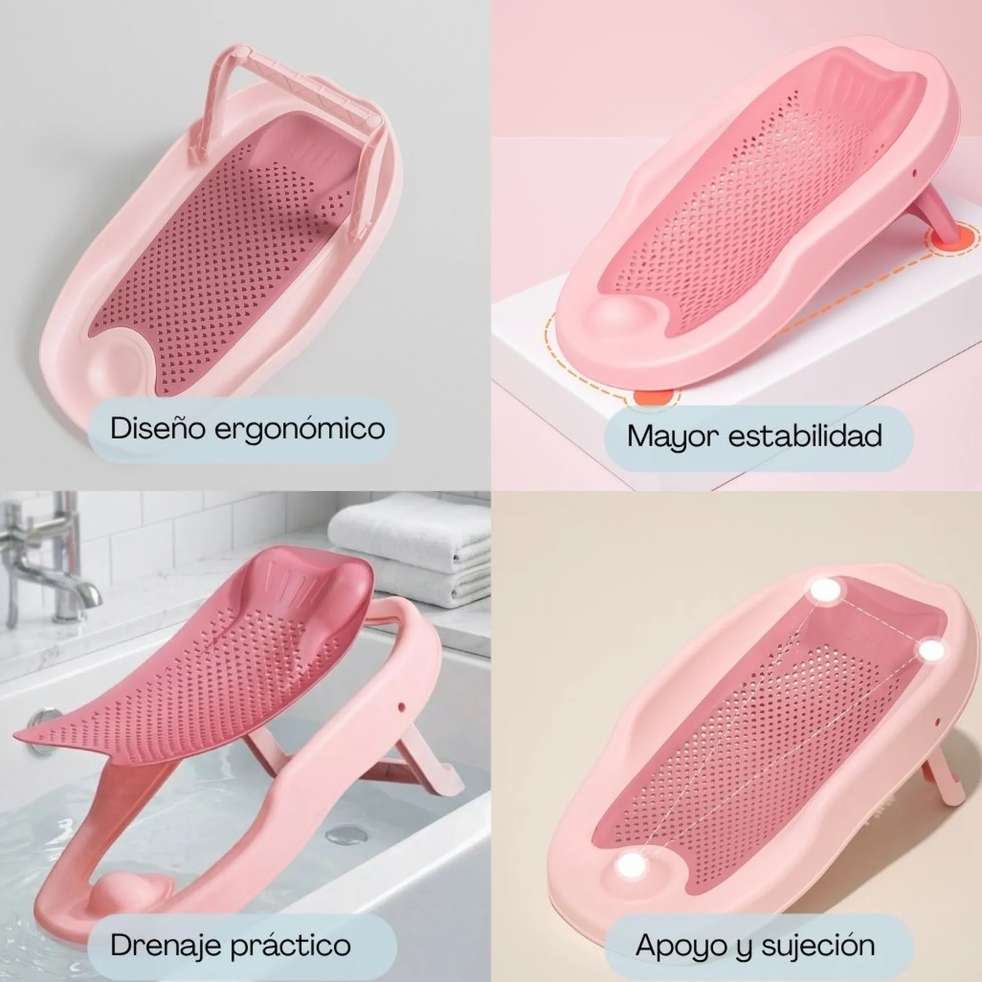 Cojín De Baño Para Bebé Almohada Flotante Y Antideslizante Para La Bañera Bathby