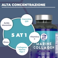 Colageno Marino Con Acido Hialuronico Con Vitamina C - 120 Capsulas - Para Articulaciones, Huesos, Piel, Cabello