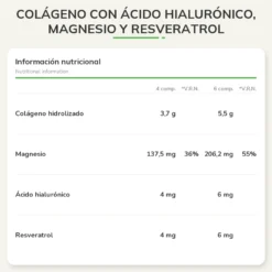 Colágeno con Ácido Hialurónico, Magnesio y Resveratrol Integralia, 120 comprimidos