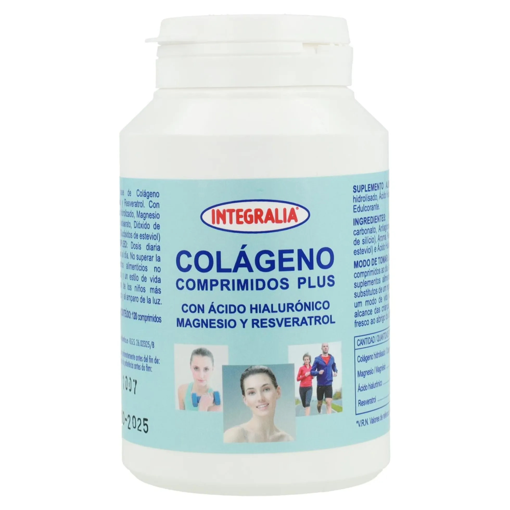 Colágeno con Ácido Hialurónico, Magnesio y Resveratrol Integralia, 120 comprimidos