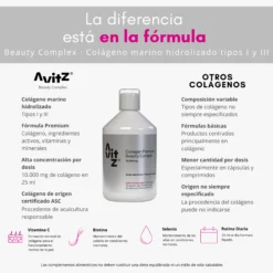 Colágeno Marino Avitz 10.000 mg Líquido 500 ml con Ácido Hialurónico, Biotina y Vitamina C – Beauty Complex