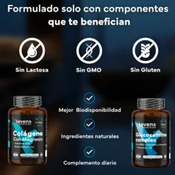 Colágeno Marino Con Magnesio + Glucosamina Condroitina Msm 6en1. Sevens Nutrition. Cuidado Articular, Óseo Y Cutáneo
