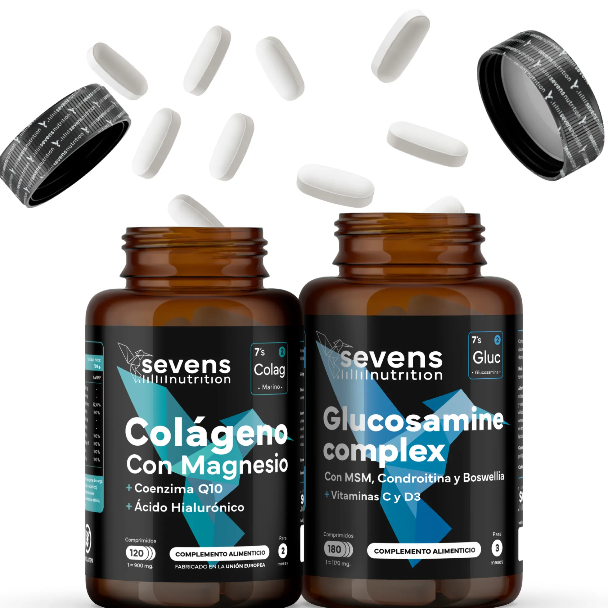 Colágeno Marino Con Magnesio + Glucosamina Condroitina Msm 6en1. Sevens Nutrition. Cuidado Articular, Óseo Y Cutáneo