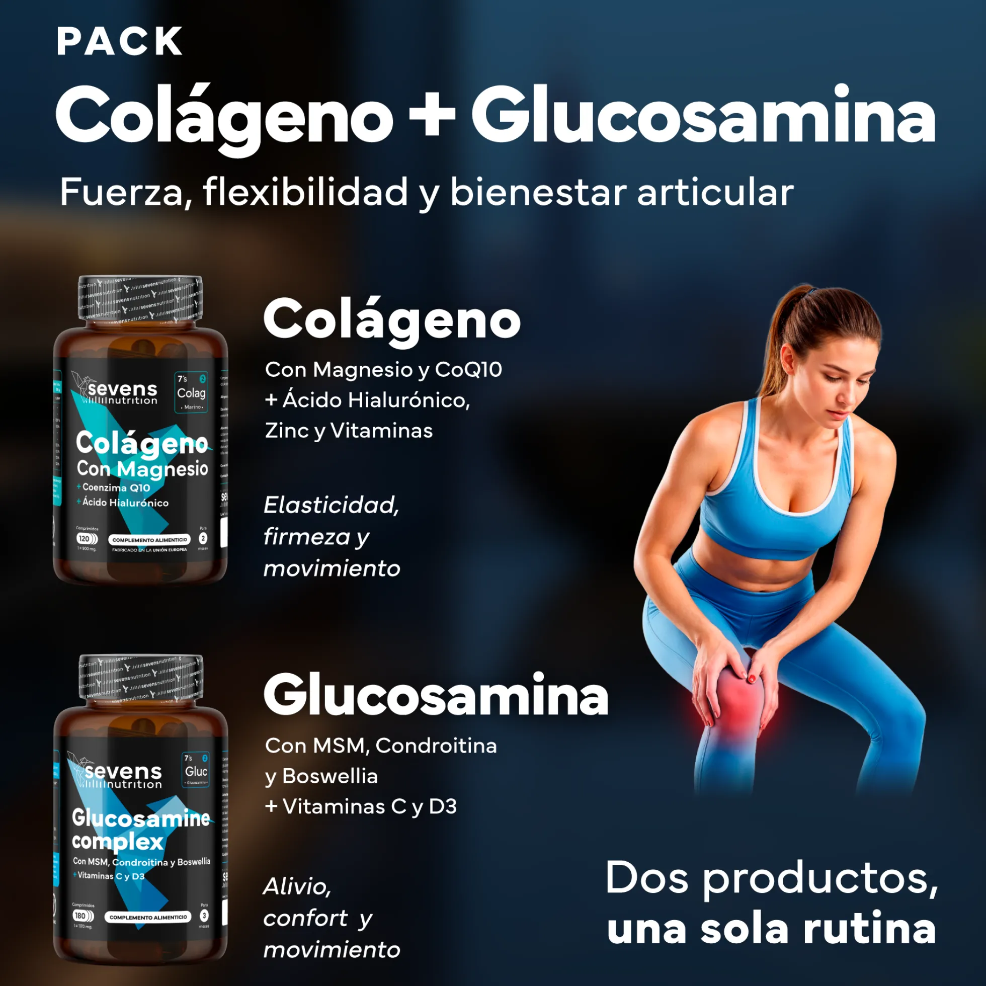 Colágeno Marino Con Magnesio + Glucosamina Condroitina Msm 6en1. Sevens Nutrition. Cuidado Articular, Óseo Y Cutáneo