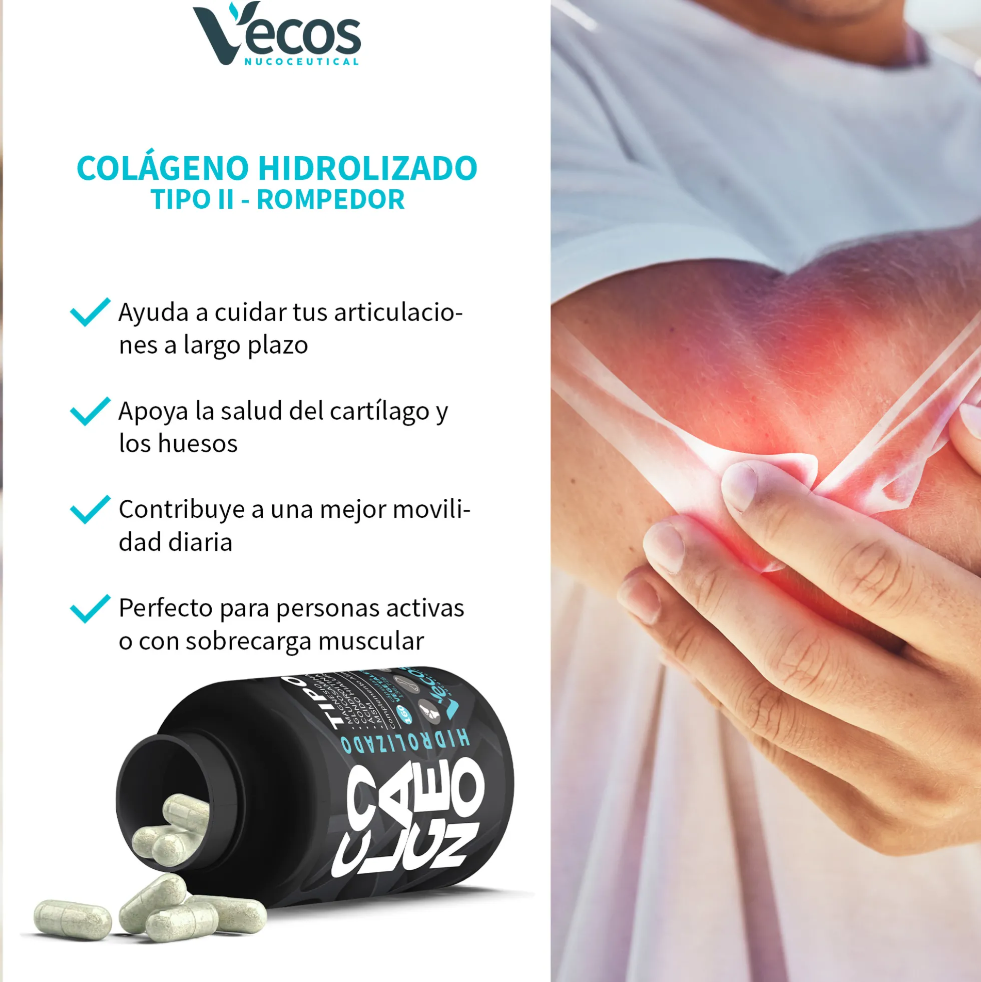 Colágeno Tipo Ii Vecos 160 Cápsulas | Comfort Para Articulaciones Y Movilidad | Glucosamina + Condroitina + Msm