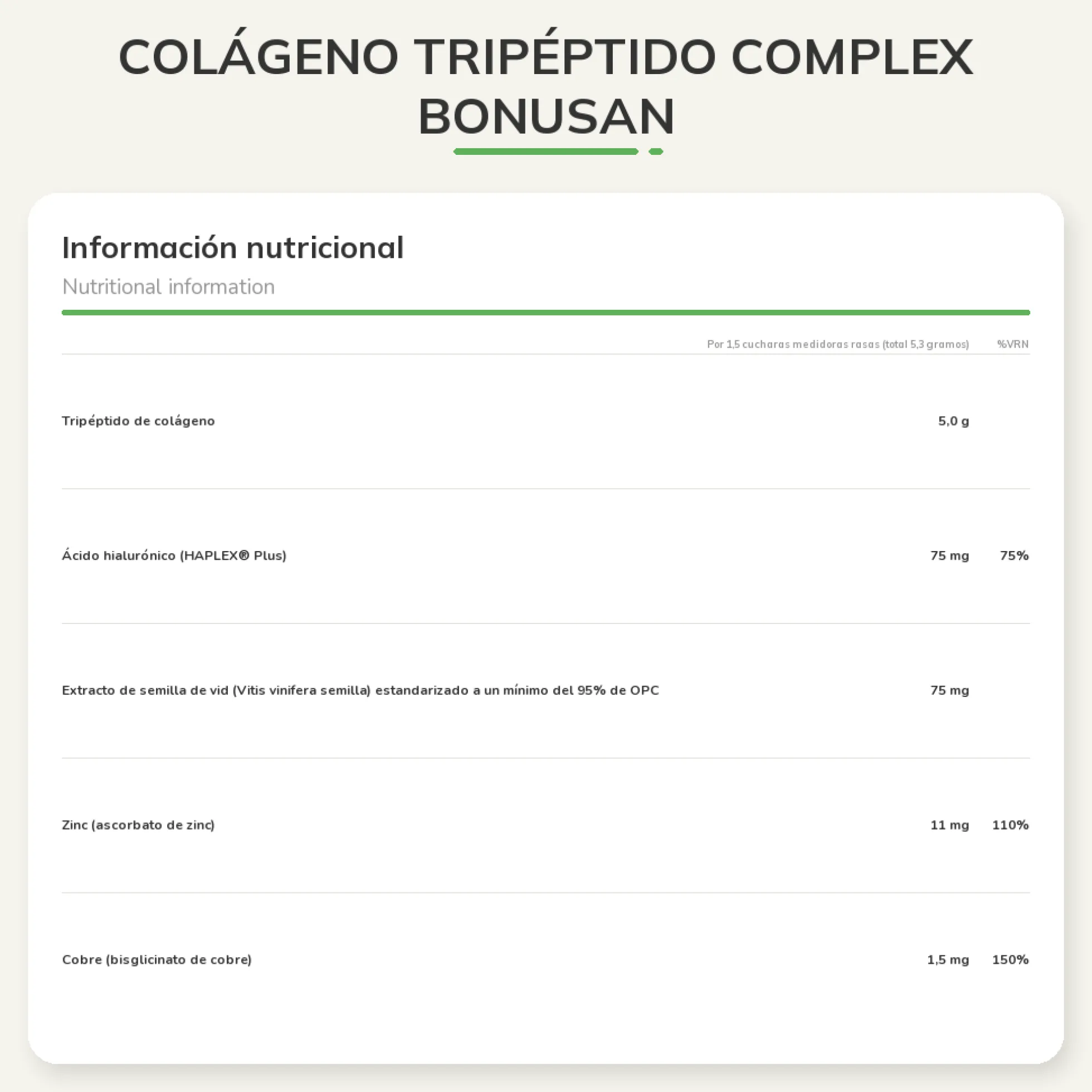 Colágeno Tripéptido Complex Bonusan 320 g