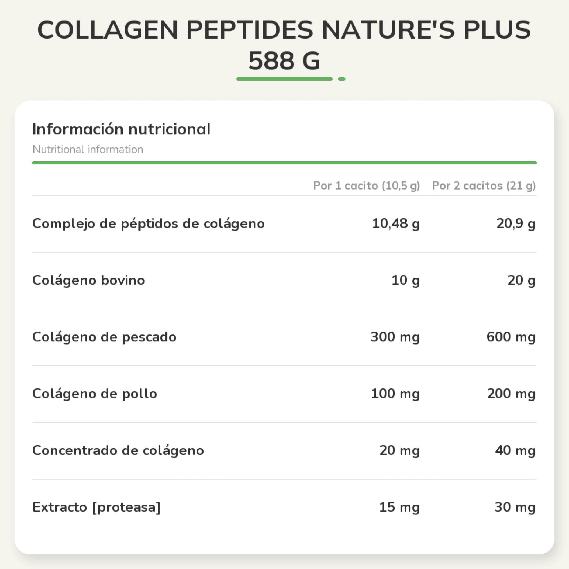 Collagen Peptides Nature's Plus 588 g