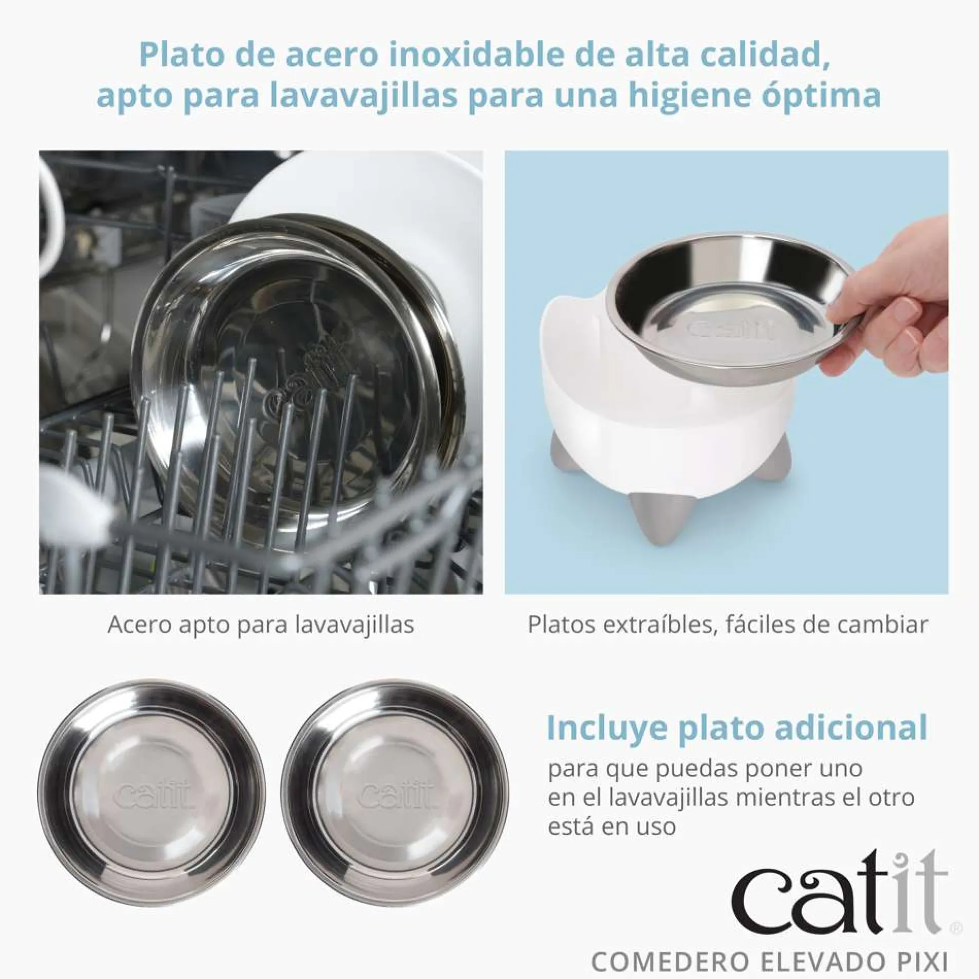 Comedero Elevado para Gatos 200ml Catit PIXI