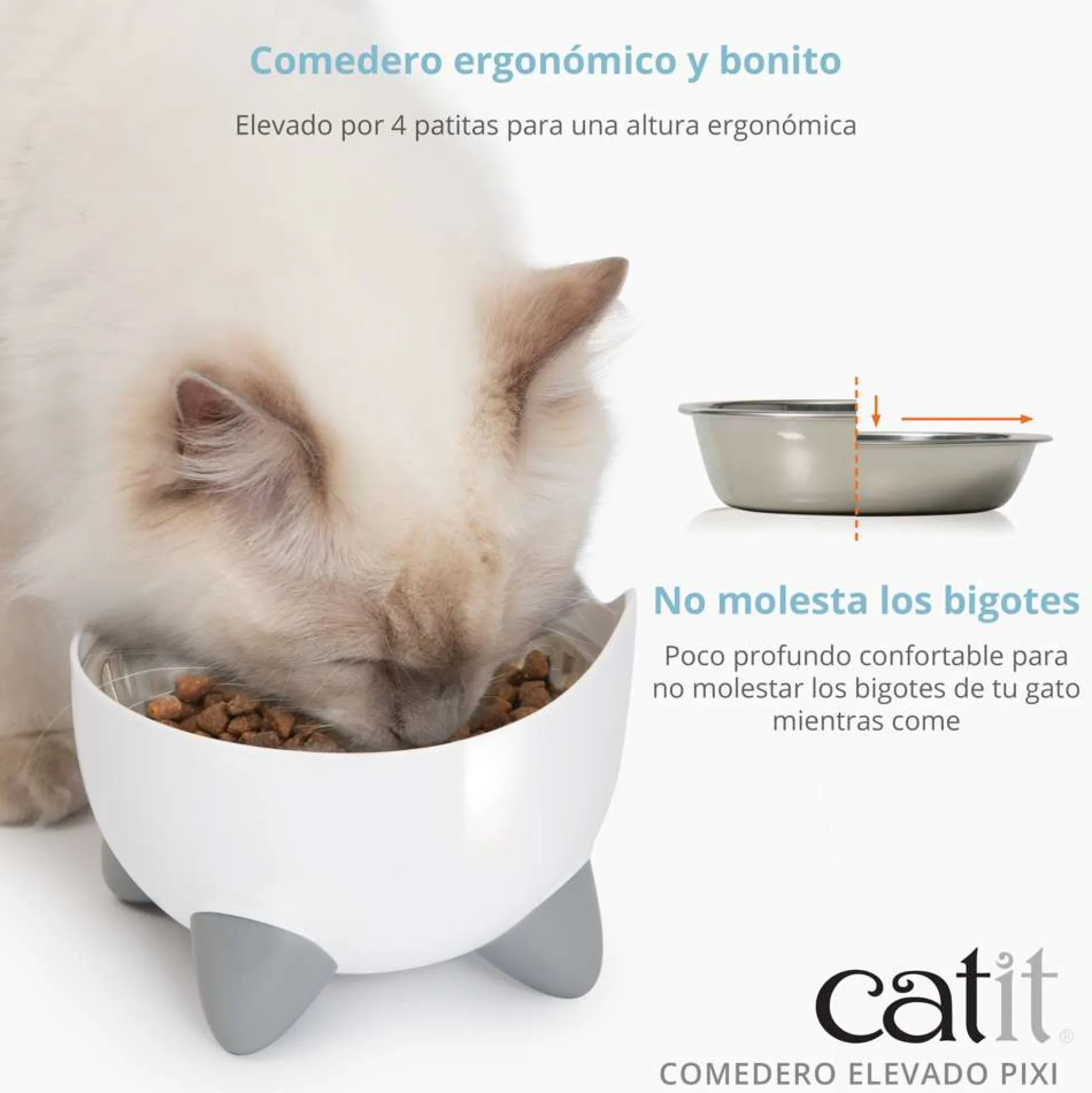 Comedero Elevado para Gatos 200ml Catit PIXI