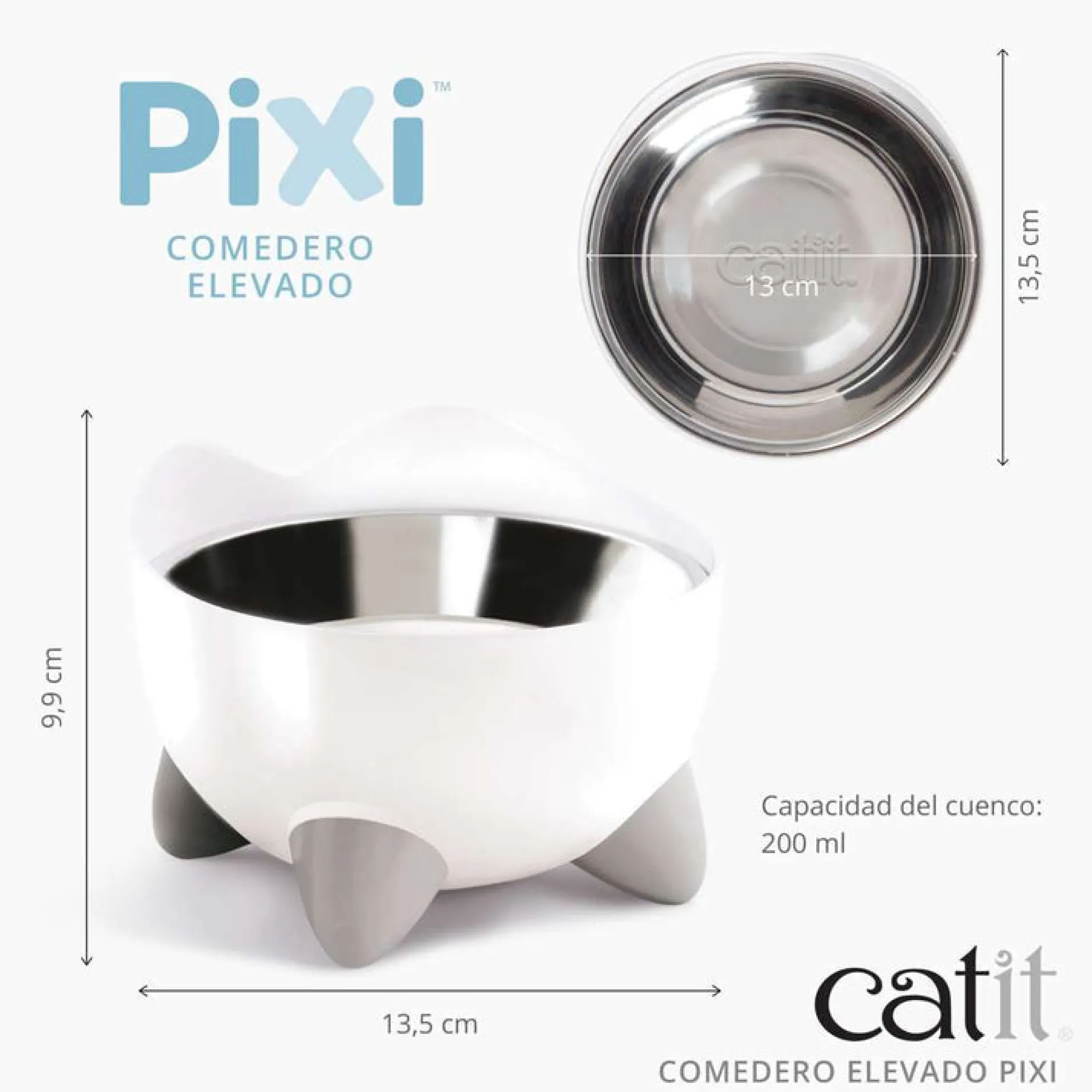 Comedero Elevado para Gatos 200ml Catit PIXI